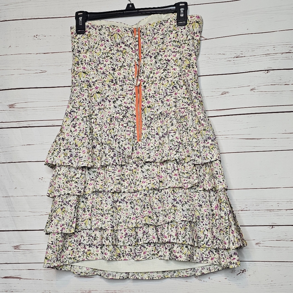 J. Crew Strapless Floral Tiered Mini Dress - Picture 3 of 13